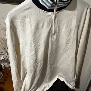 ZYIA White with Blue Striped Collar 1/4 Zip Shirt​